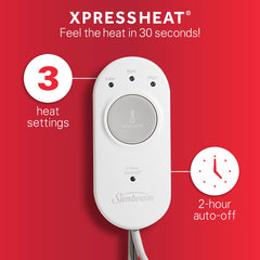 Sunbeam ConformHeat machine-washable cover for easy care between uses.
