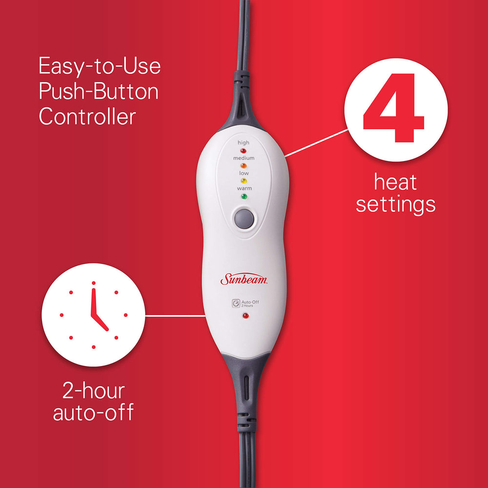 Sunbeam XXL controls with LED indicators for easy nighttime use.