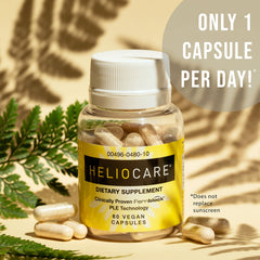 Sunlight beside Heliocare bottle to suggest sunscreen synergy.