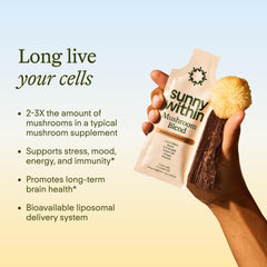 Sunny Within five-mushroom blend with Lion's Mane for focus support.
