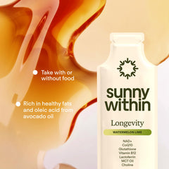Sunny Within Longevity watermelon-lime pour shows convenient daily dose.