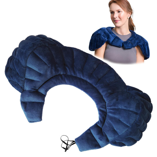 SunnyBay heated shoulder wrap on neck shows full coverage for targeted relief
