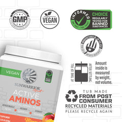 Close-up of Sunwarrior Active Aminos mango powder for smooth mix and flavor