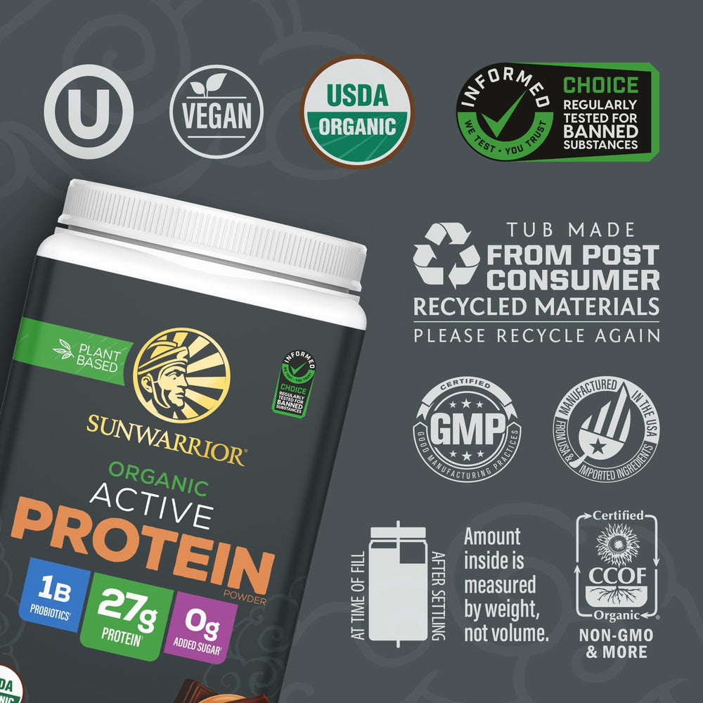 Sunwarrior Active Blend recovery formula for athletes supporting post-workout repair.