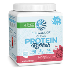 Sunwarrior Clear Protein in water delivering a refreshing raspberry hydration