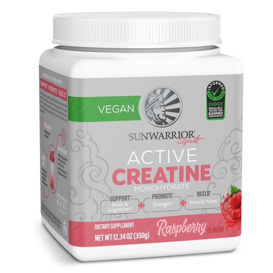 Sunwarrior Creatine Monohydrate powder pour in raspberry flavor for sustained energy