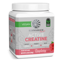 Sunwarrior Creatine Monohydrate powder pour in raspberry flavor for sustained energy