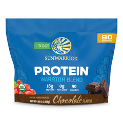 Sunwarrior organic plant-based chocolate bottle shows a clean vegan protein option for daily workouts.