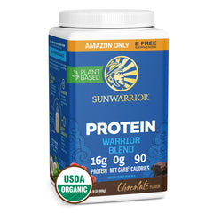 Sunwarrior Organic Plant Based Protein Powder Chocolate tub for clean vegan fueling