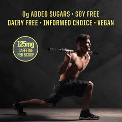 Sunwarrior Pre Workout label shows vegan, organic ingredients and allergen notes.