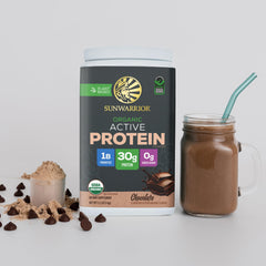 Sunwarrior probiotic and enzymes detail gut-friendly digestion support.