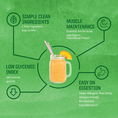 Sunwarrior shake glass with berries demonstrates easy post-workout hydration.