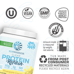 Sunwarrior Protein Water Mix pinexapple coconut glass showing a refreshing post-workout drink