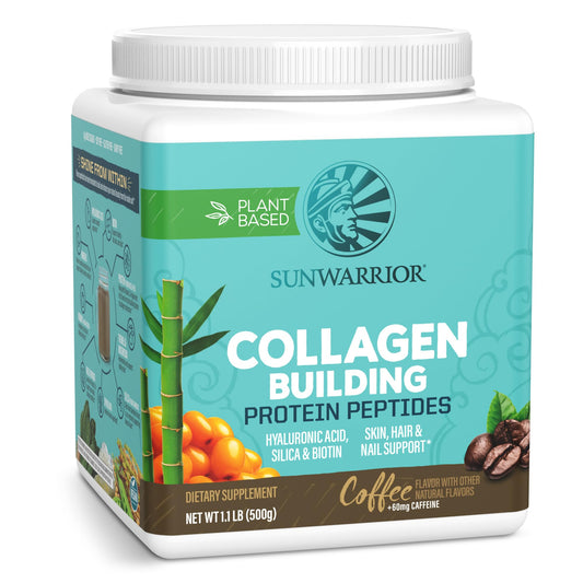 Sunwarrior vegan collagen powder coffee bottle—premium flavor and clean ingredients for daily use