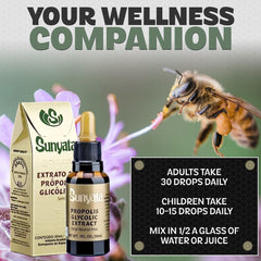 Sunyata Ethanol-free propolis suitable for alcohol-intolerant individuals.