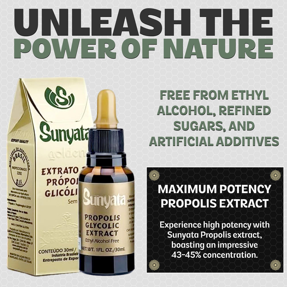 Sunyata Maceration 43-45% concentration visible in propolis extract.