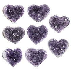SUNYIK natural amethyst heart sculpture enhances desk or bookcase.