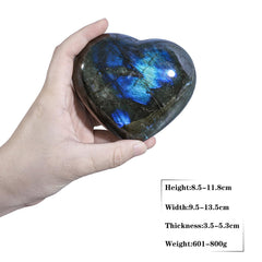 SUNYIK rainbow labradorite heart shines with color variety for décor.
