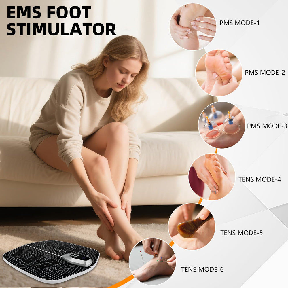 SUOIDOD EMS Foot Stimulator pads under feet provide secure contact during sessions