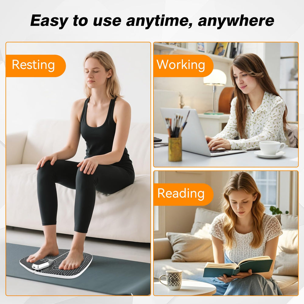 SUOIDOD EMS Foot Stimulator portable use showcases travel-friendly setup