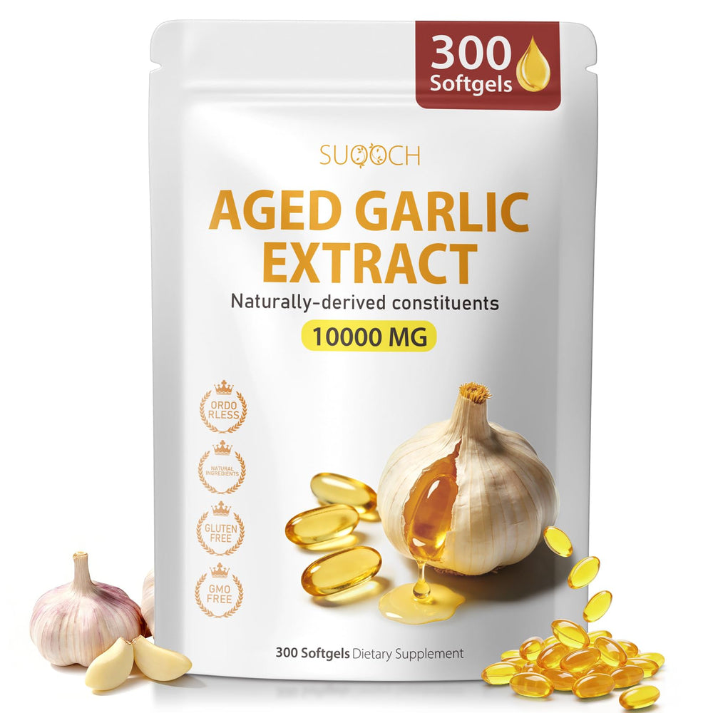 SUOOCH aged garlic extract bottle front for daily wellness routine.
