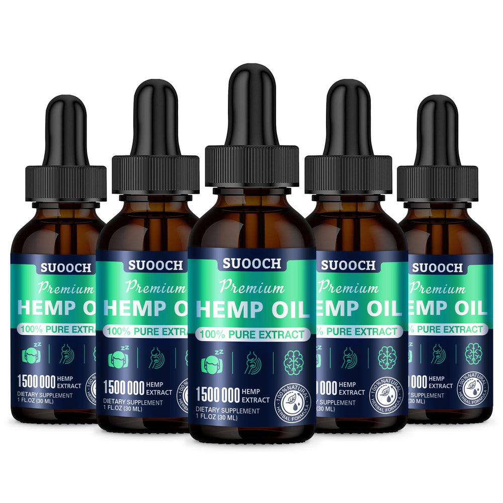 SUOOCH hemp oil drops package front view for daily wellness and potency.