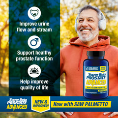 SUPER BETA PROSTATE Advanced capsules ready for daily urinary support.