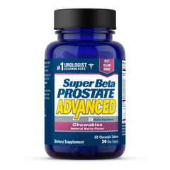Super Beta Prostate Advanced bottle front, convenient daily chewables for men.