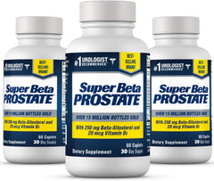 SUPER BETA PROSTATE bottle pouring capsules for daily urinary comfort.