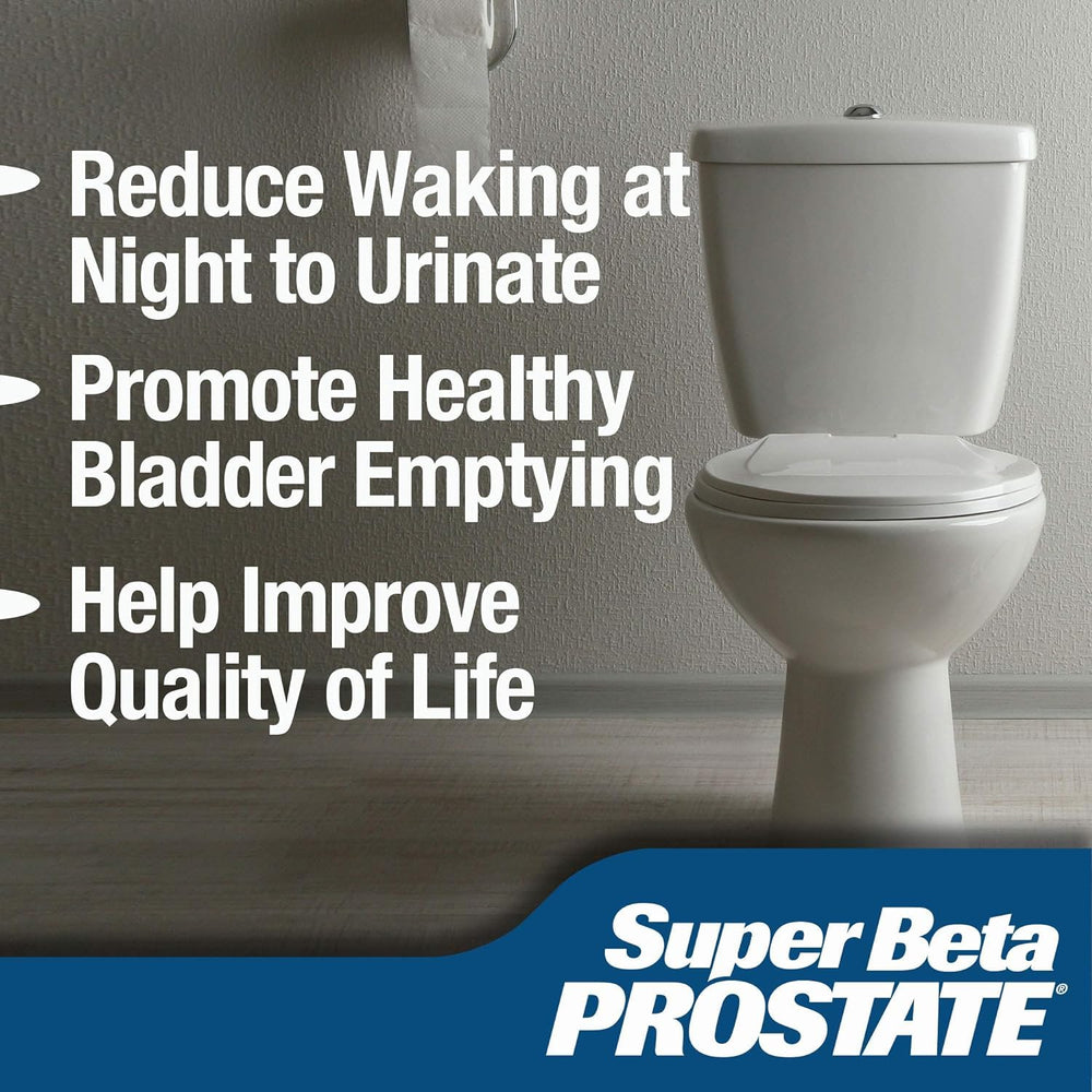 Close-up of SUPER BETA PROSTATE capsules highlighting easy daily intake.