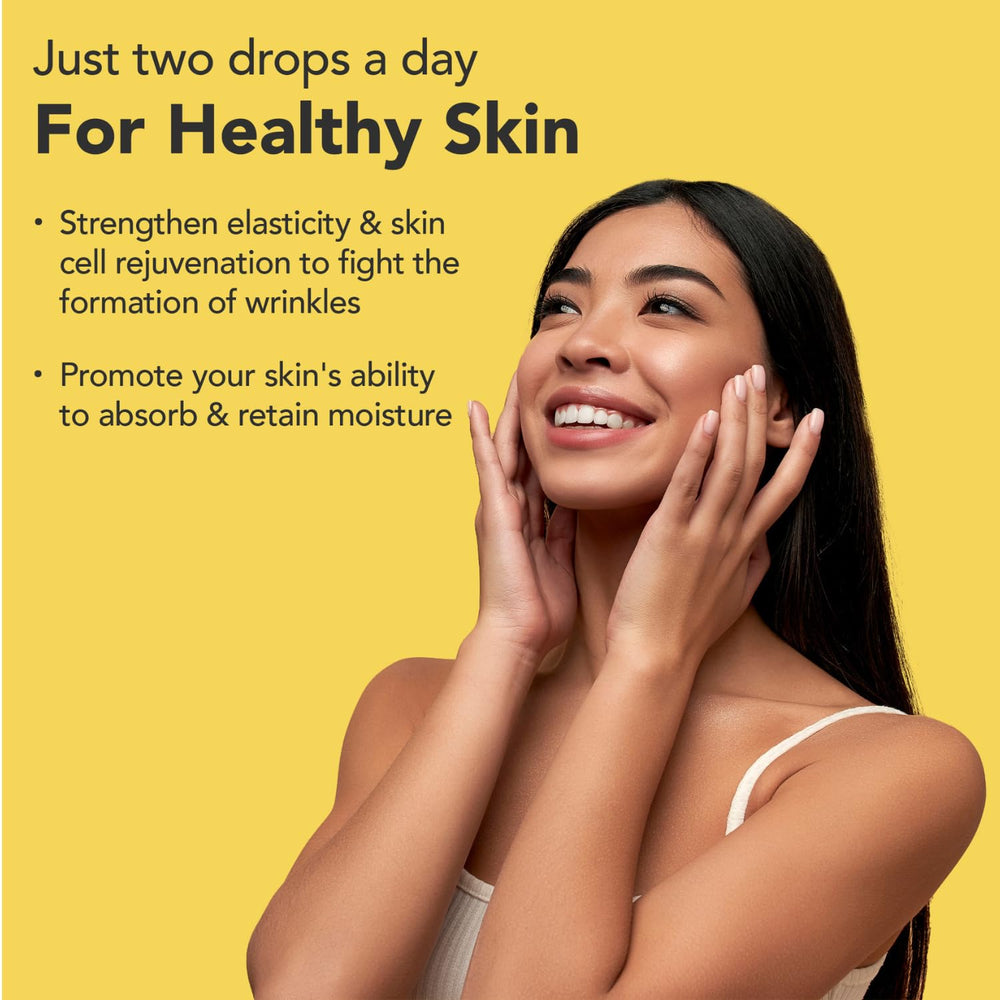 Dropper dispenses liquid biotin and collagen for daily use