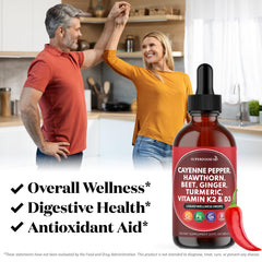 Superfood MD D3 K2 vitamin blend with dropper for essential nutrients.
