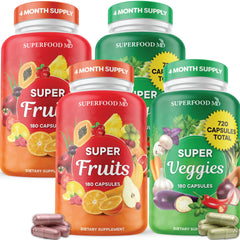 Superfood MD fruit-veggie-capsules for daily nutrition support.