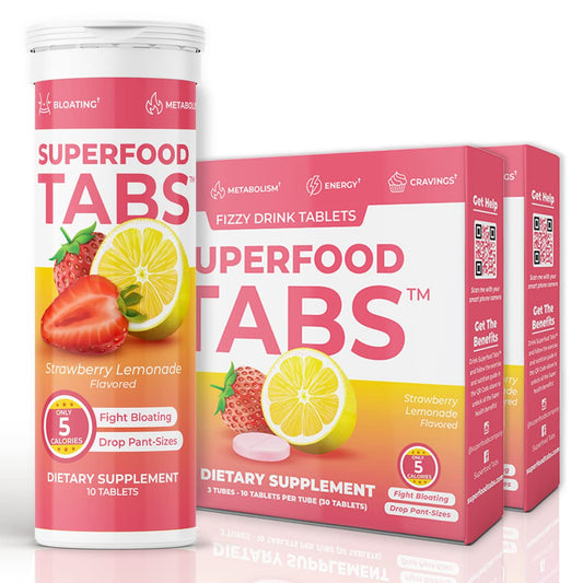 Superfood Tabs Strawberry Lemonade detox bottle ready to hydrate and refresh.