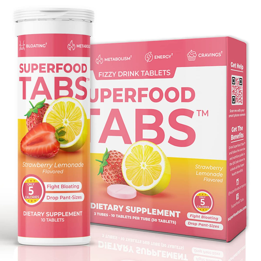 Superfood Tabs detox cleanse strawberry-lemonade-tablets showing flavor and benefit