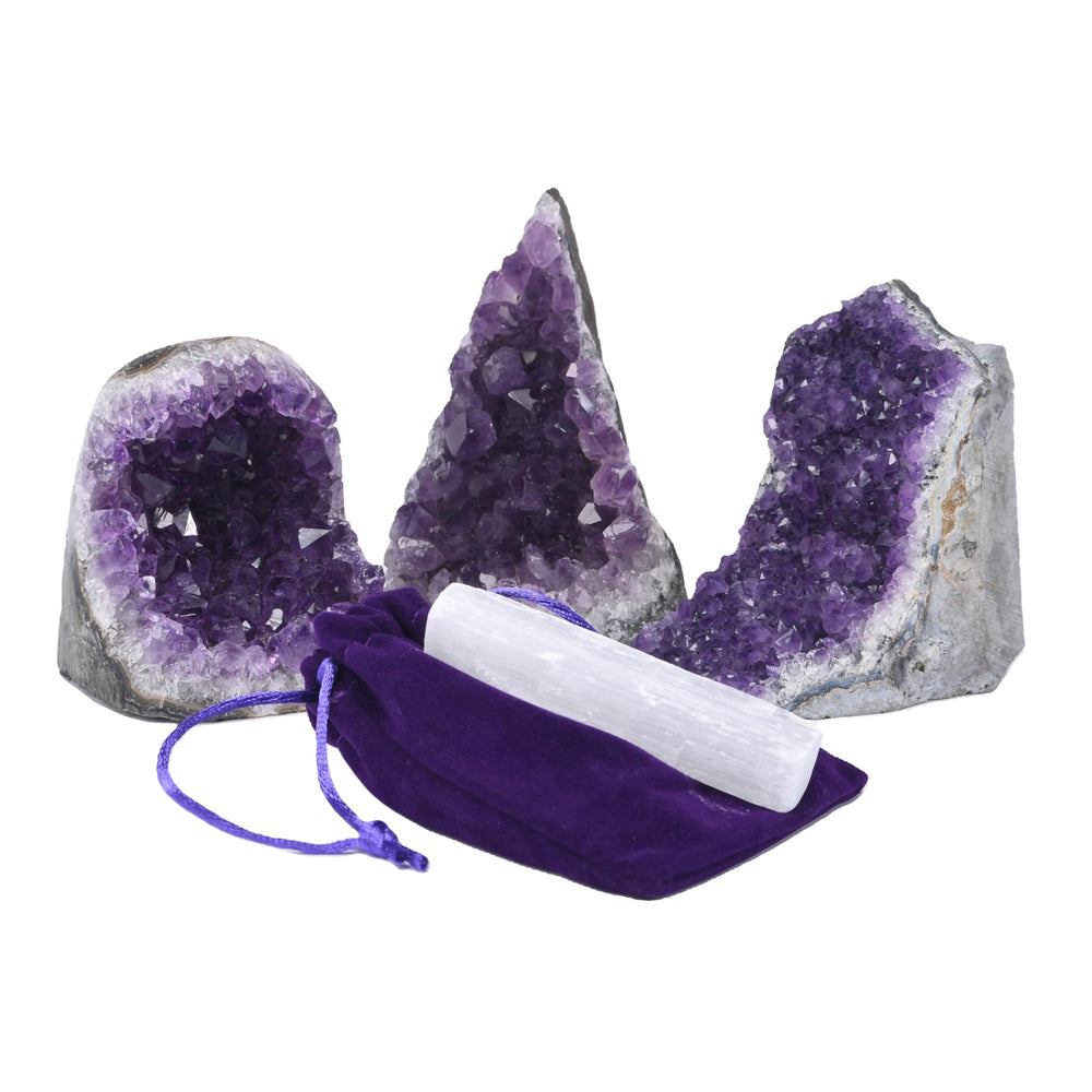 SUPERIOR Amethyst cluster with free Selenite wand included for enhanced ritual use