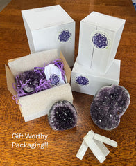 SUPERIOR Amethyst purple geode natural formation enhances decor with calming color and natural texture