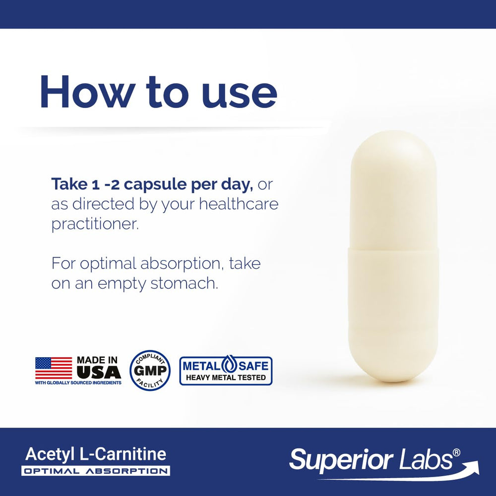 Superior Labs Acetyl L-Carnitine 500mg purity seal signaling quality standards