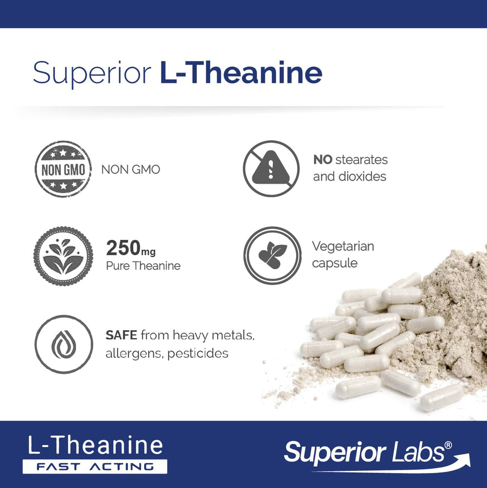 Capsules from Superior Labs L-Theanine held in hand for easy swallowing