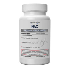 Superior Labs NAC 1200mg bottle with vegetarian capsules for daily antioxidant support