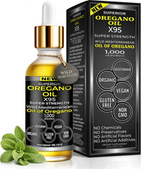 Superior Oregano Oil Drops bottle shows potent oil for versatile use.