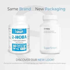 Supersmart 2-HOBA capsules show vegan, non-GMO formula.