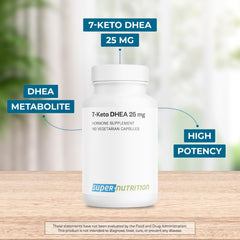 Supersmart 7-Keto DHEA ingredients panel highlighting non-GMO and gluten-free formula