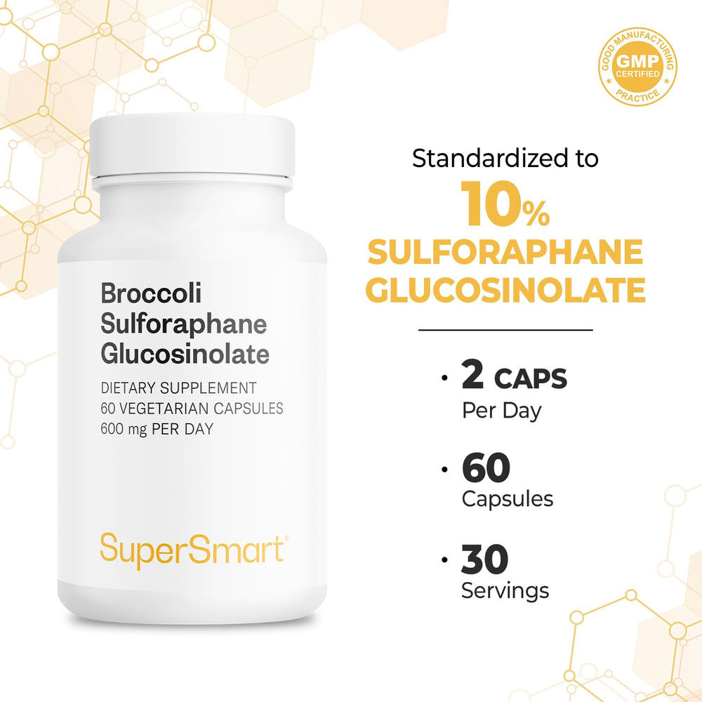 Supersmart broccoli sulforaphane enzyme illustration emphasizes myrosinase synergy.
