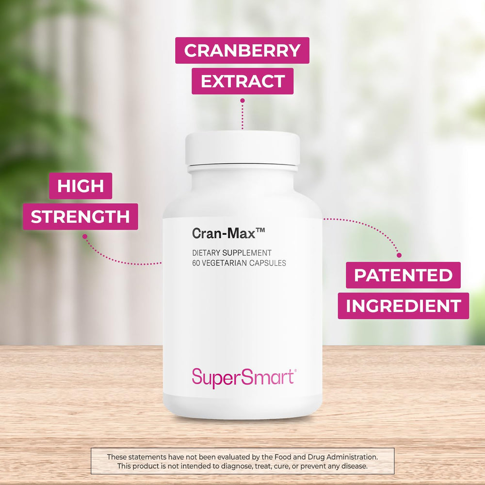 Cran-Max front label highlights patented cranberry extract and 7.2% proanthocyanidins