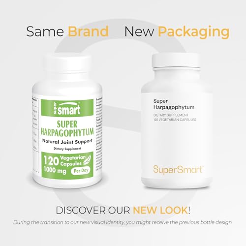 Supersmart Devils Claw label close-up shows 20% harpagosides potency.