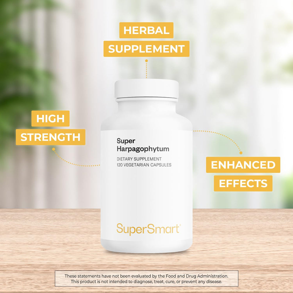 Supersmart Devils Claw root extract powder highlights plant base.