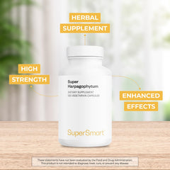 Supersmart Devils Claw root extract powder highlights plant base.