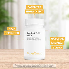 Supersmart Humic-Fulvic acid label closeup shows the high-strength HumicSure blend.