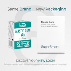 Supersmart Mastic Gum capsules front shows convenient 500 mg per dose